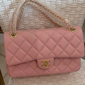 Pink Quilted Leather Shoulder Bag